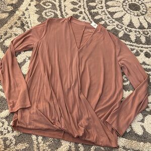 LOFT Outlet surplice top, dark peach, size M NWT!